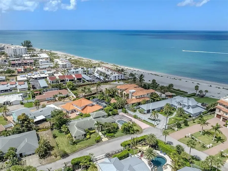 Aerial view of Venice, Florida homes and condos along the Gulf of Mexico