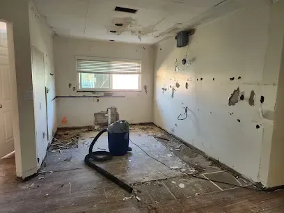 Kitchen opened up and vacuumed during a Venice water damage dry-out